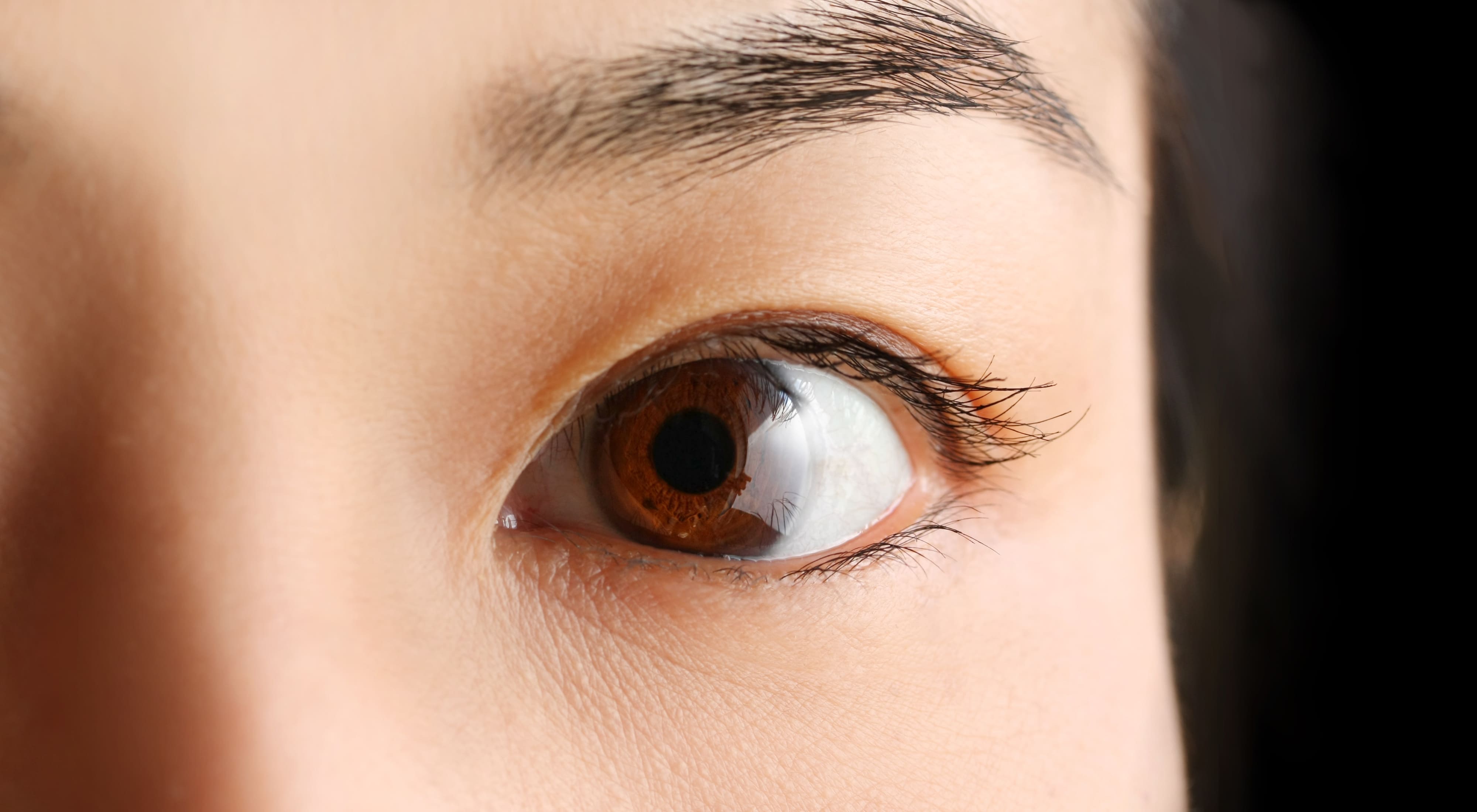 自然な眉毛と目元のクローズアップ